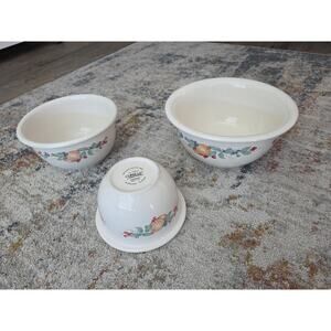 Set Of 3 Corelle Coordinates Abundance Pattern Stoneware Mixing Bowls